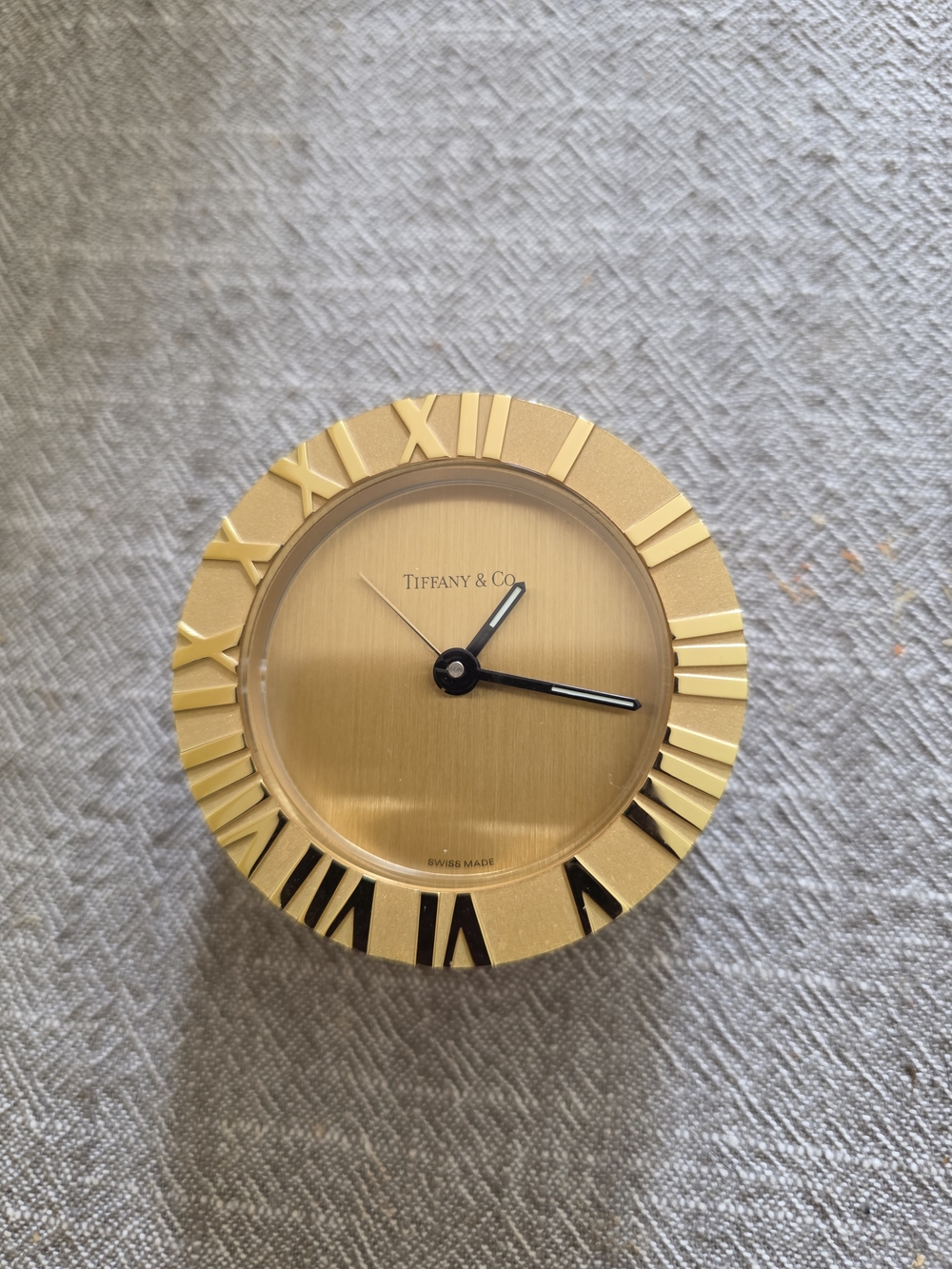 Tiffany & Co. Gold Roman Numeral Desk Clock